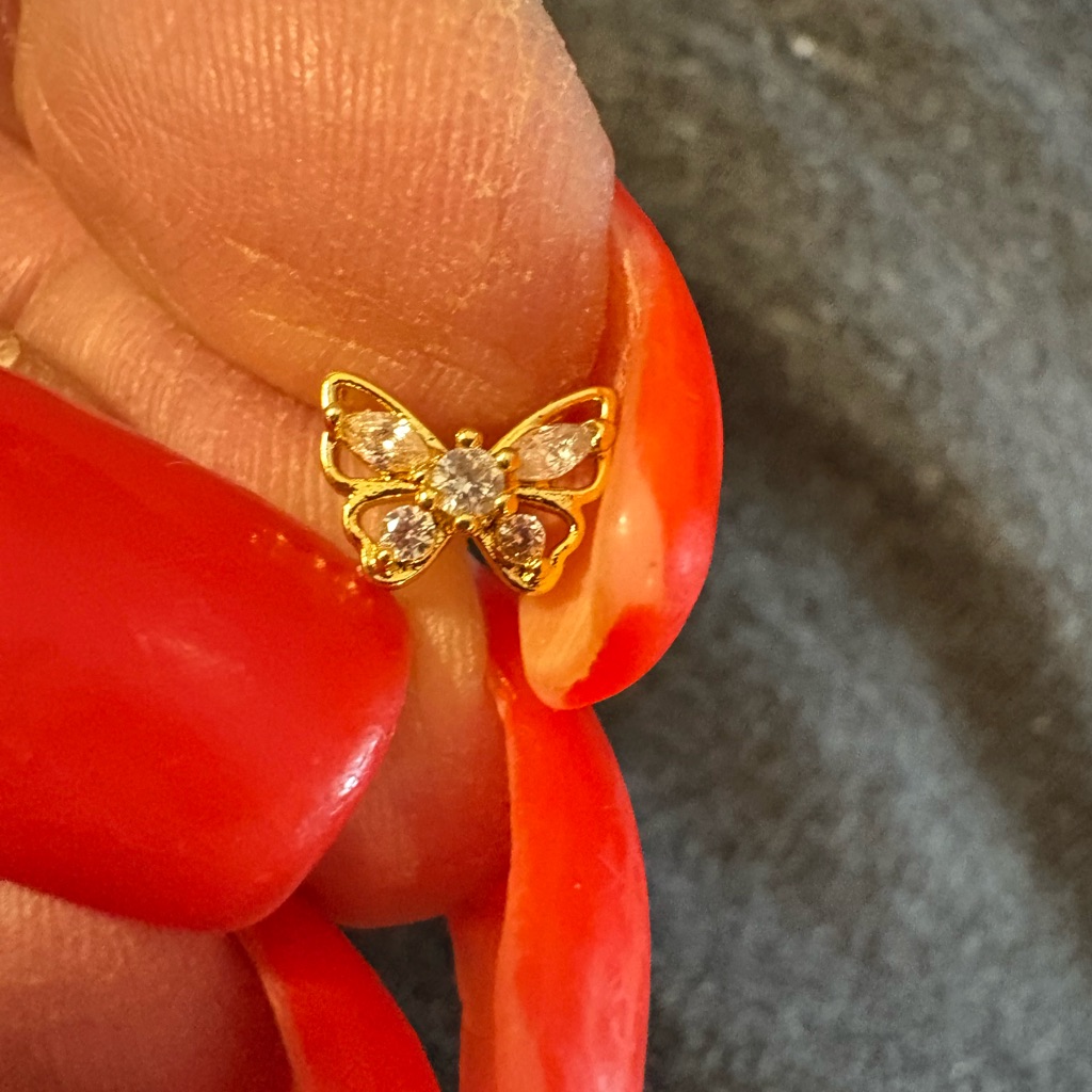 Nose Ring- Butterfly Shape Gold To E Nose Stud Cooper Nose Ring Zirconia